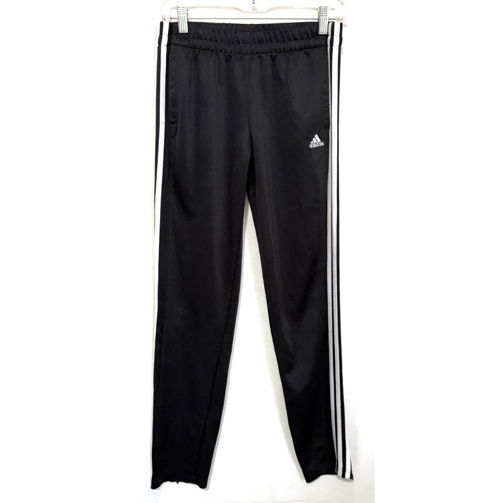 Adidas Youth Kids Size 10-12 Black & White Striped Tapered Jogger Sweatpants